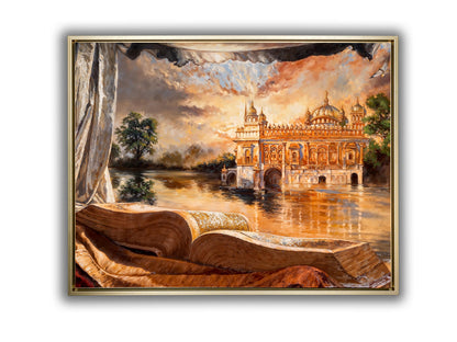 Wall Art -Ancient Golden Temple- Spiritual Wall Decor