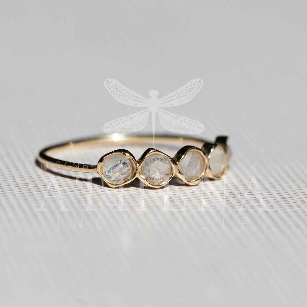 Moonstone Band Ring in 14K Yellow Gold
