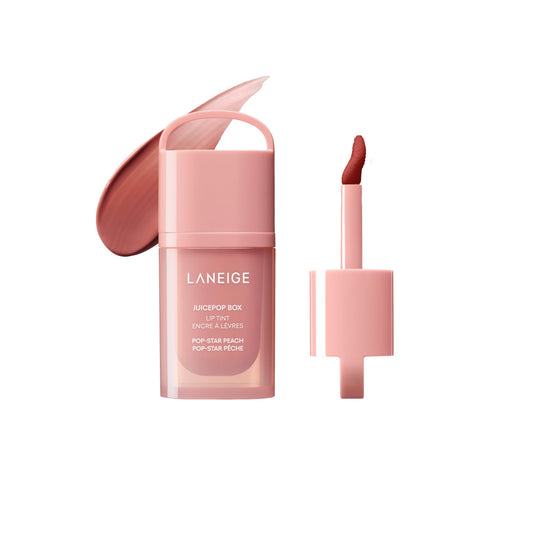 LANEIGE JuicePop Box Lip Tint: 12‑HR Hydrating Lightweight Stain with Buildable Juicy Color & Nourishing Shine, a K‑Beauty Lip Essential for Long‑Lasting Comfort, Pop-Star Peach 🍁 All In One Marketplace Canada