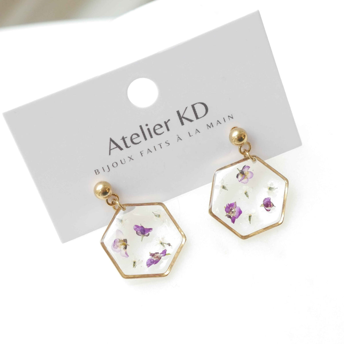 Boucles d'oreilles les violettes de Léa- hexa (moyen 15mm)
