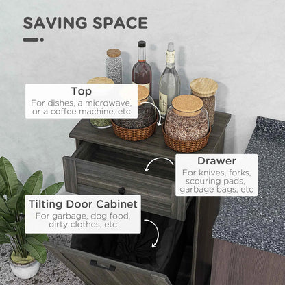 Charcoal Grey Tilt-Out Trash Bin Cabinet – Freestanding Kitchen Recycling Cabinet with Drawer (United States & Canada Delivery Only)