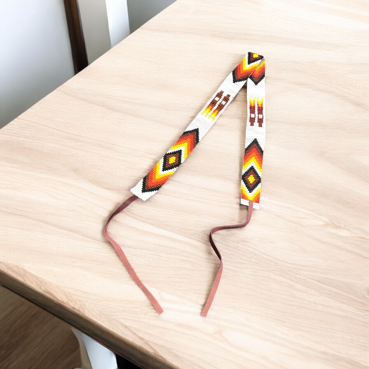 Beaded White Hatband