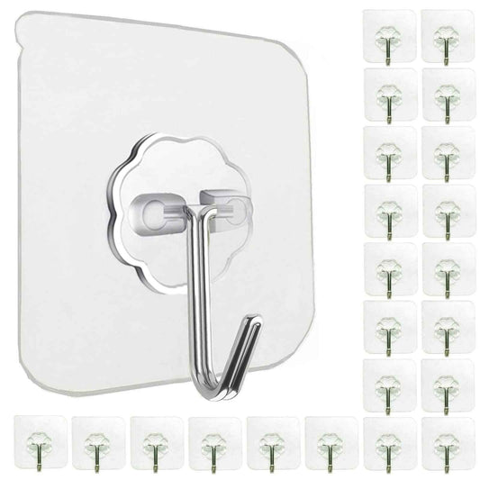 Jwxstore 24 Pack Wall Hooks for Hanging 33lb(Max) Heavy Duty Self Adhesive Hooks Transparent Waterproof Sticky Hooks for Keys Bathroom Shower Outdoor Kitchen Door Home Improvement Utility Hooks 🍁 All In One Marketplace Canada