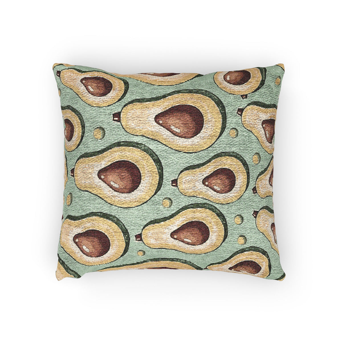 Avocado Pattern Woven Pillow — Retro Green Kitchen Decorative Throw Pillow