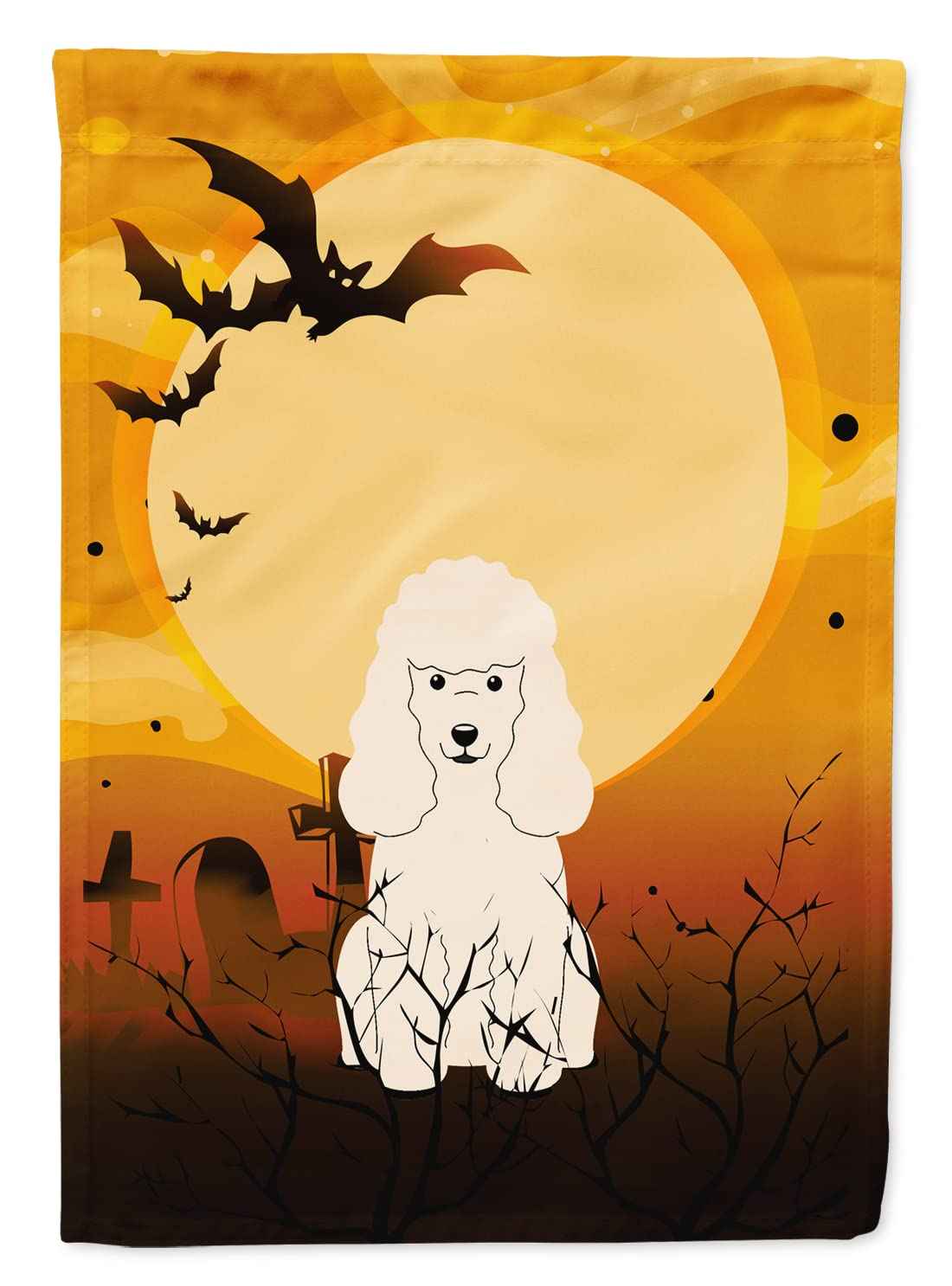 Caroline's Treasures BB4336GF Halloween Poodle White Flag Garden Size, Small, Multicolor