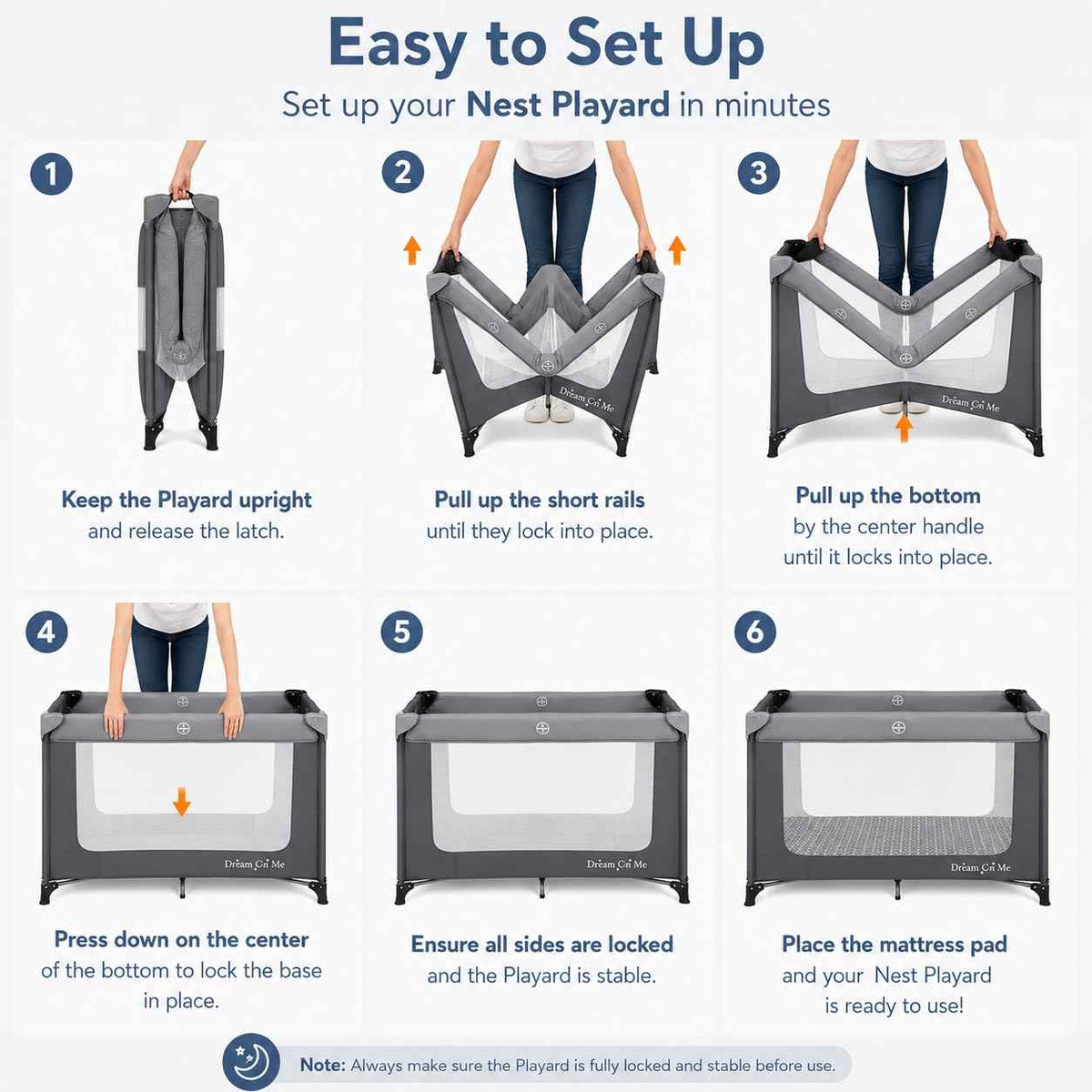 Dream On Me Nest Portable Play Yard With Carry Bag And Shoulder Strap, GREY 🍁 All In One Marketplace Canada