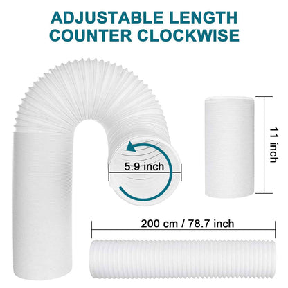 Portable Air Conditioner Hose with 5.9" Diameter & 80" Length Anti-Clockwise Thread, Universal Portable AC Exhaust Hose Air Conditioner Parts & Accessories 🍁 All In One Marketplace Canada