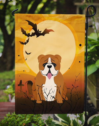 Caroline's Treasures BB4386GF Halloween English Bulldog Red White Flag Garden Size, Small, Multicolor