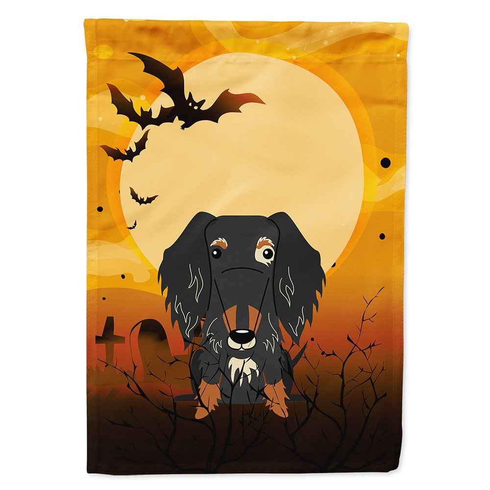Caroline's Treasures BB4394CHF Halloween Wire Haired Dachshund Dapple Canvas House Flag, Large, Multicolor