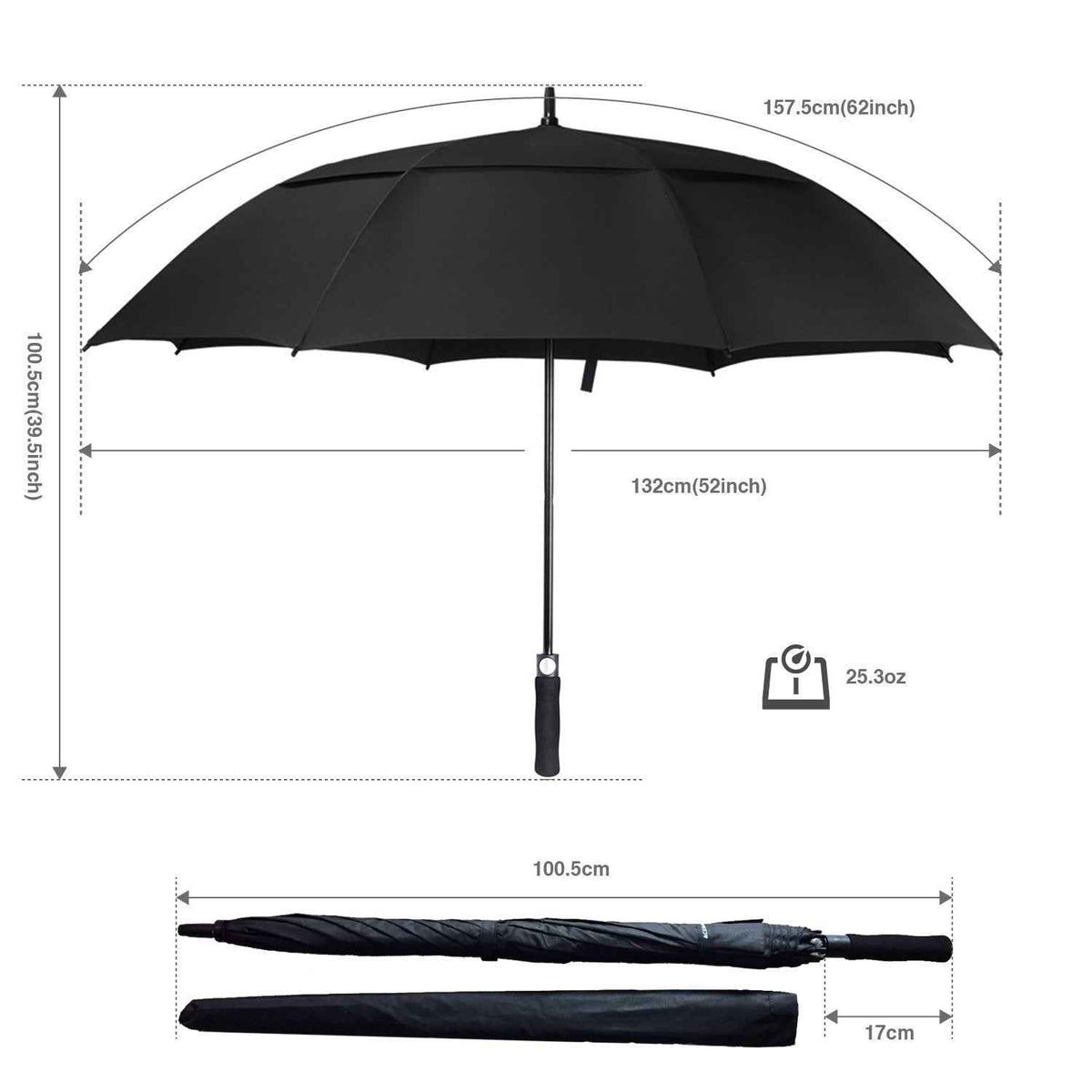 ACEIken Golf Umbrella Windproof Large 62 Inch, Double Canopy Vented, Automatic Open, Extra Large Oversized,Sun Protection Ultra Rain & Wind Resistant Stick Umbrellas, Black 🍁 All In One Marketplace Canada