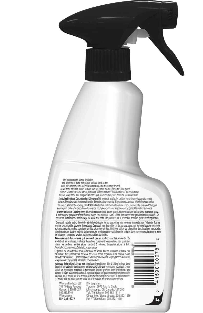 Weiman Granite Cleaner and Polish - 12 Fluid Ounce - Enhances Natural Color in Granite, Quartz, Marble, Soap Stone and More 🍁 All In One Marketplace Canada