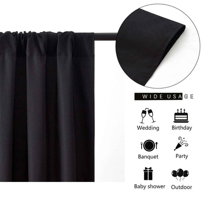 Backdrop Curtains Black Polyester Backdrop for Curtains 2 Packs 5ftx8ft