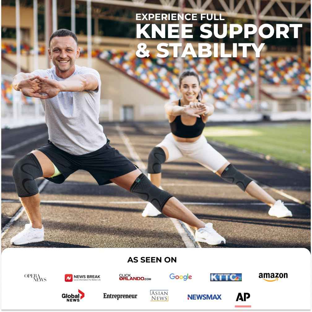 MODVEL 2 Pack Compression Knee Braces for Men & Women – Knee Support Sleeves for Sports, Workouts, Running, Weightlifting, Basketball, Volleyball – Joint Knee Pain Relief 🍁 All In One Marketplace Canada