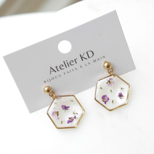 Boucles d'oreilles les violettes de Léa- hexa (moyen 15mm)