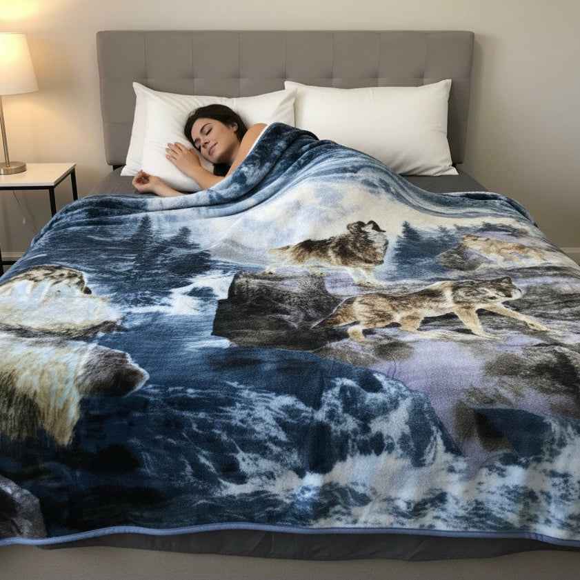LUXURY PLUSH ULTRA SOFT BLANKET (Wolf Paradise)
