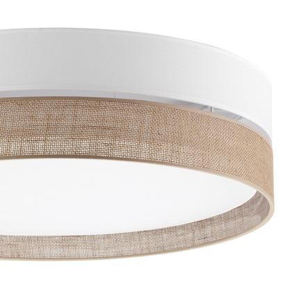 LINOBIANCO Natural Linen Flush Mount Ceiling Light for Bedroom, Hallway & Living Room
