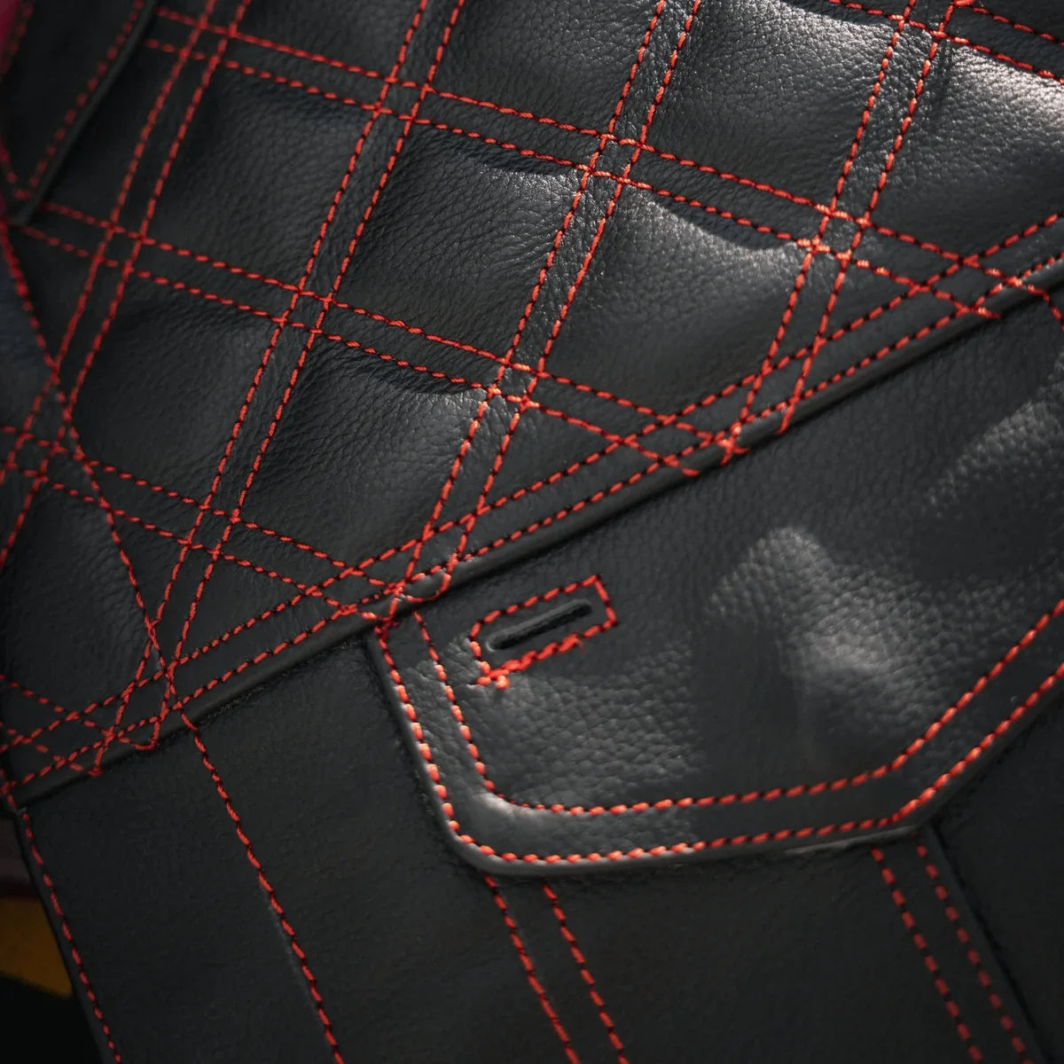Open Road Men's Upside Leather Vest with Stitched Diamonds