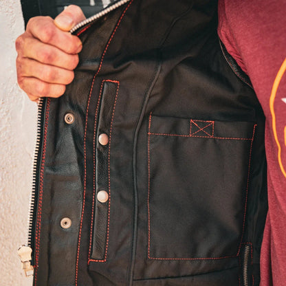 Open Road Men's Upside Leather Vest with Stitched Diamonds
