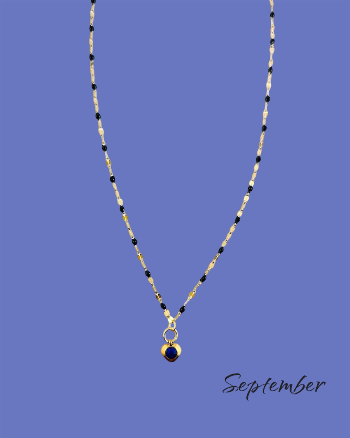 Heart Stone Necklaces in gold - various birthstone colours