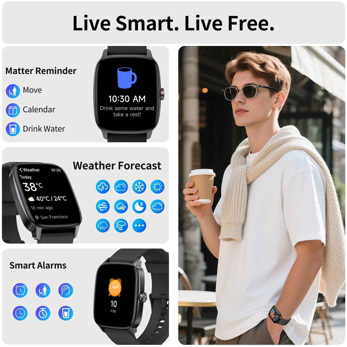 Smart Watch for Men Women, Bluetooth Call Smartwatch with AI Voice, 1.85" HD Fitness Watch, Heart Rate/Steps/Sleep Monitor, 100+ Sports Modes, IP68 Waterproof Watch for Android iOS 🍁 All In One Marketplace Canada