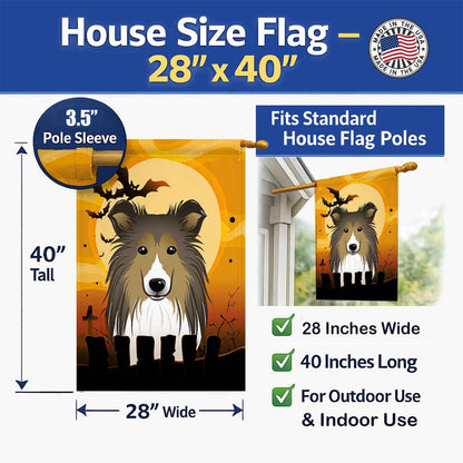 Caroline's Treasures BB1800CHF Halloween Sheltie Canvas House Size Flag, Multicolor, Large