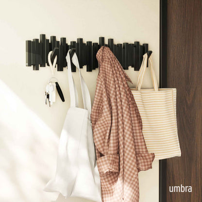 Umbra Sticks Wall-Mounted Coat Rack Rail Hook with 8 Retractable Pegs – Modern, Space-Saving Storage Organizer, Black 🍁 All In One Marketplace Canada