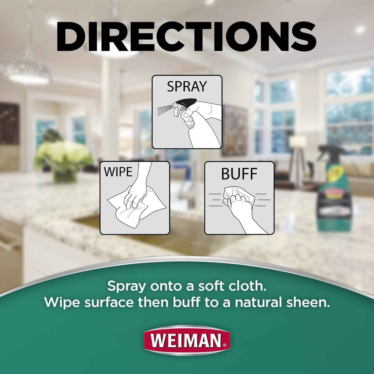 Weiman Granite Cleaner and Polish - 12 Fluid Ounce - Enhances Natural Color in Granite, Quartz, Marble, Soap Stone and More 🍁 All In One Marketplace Canada