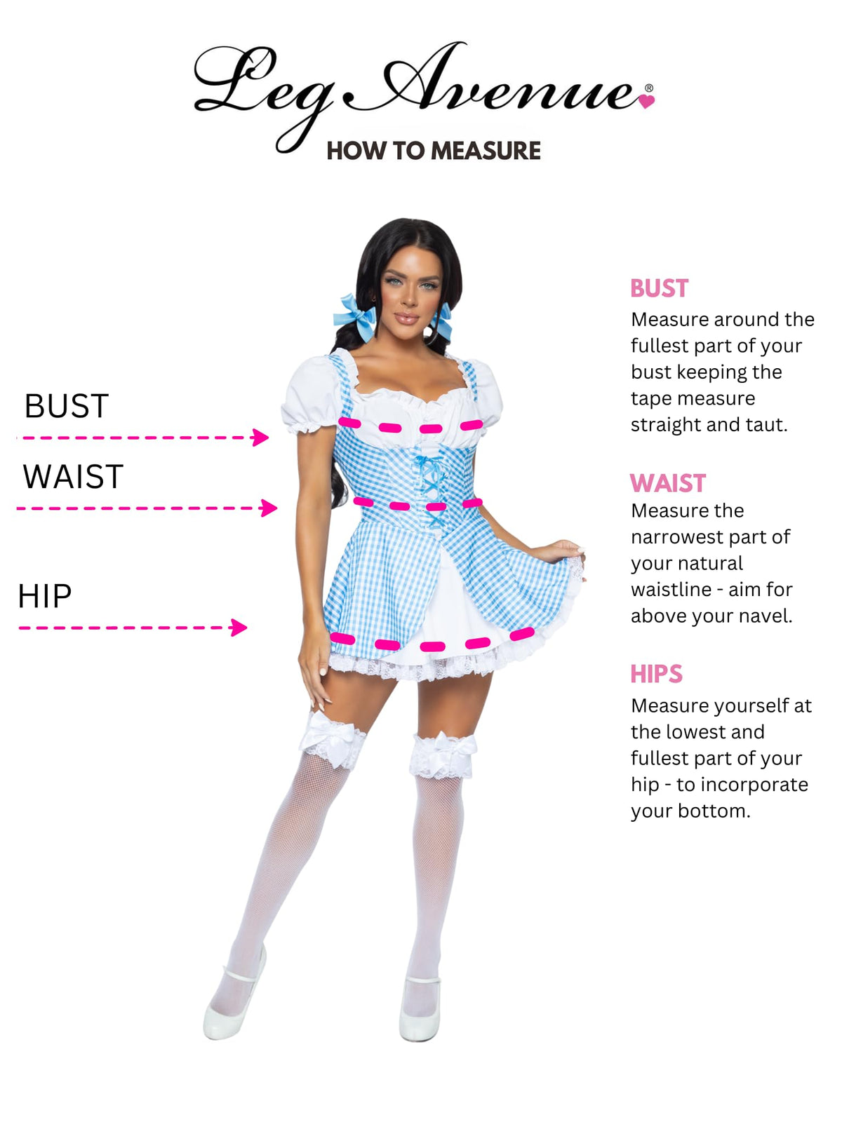 Leg Avenue Women's Gingham Dress Halloween Costume, Blue/White, Large