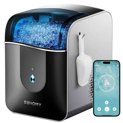 EUHOMY Smart Nugget Ice Maker Countertop, 40lbs/24H Sonic Ice Machine with APP Control, Ready in 8 Mins, Self-Cleaning Pebble Ice Machine for Home/Kitchen/Office