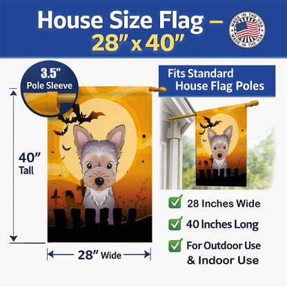 Caroline's Treasures BB1790CHF Halloween Yorkie Puppy Canvas House Size Flag, Multicolor, Large