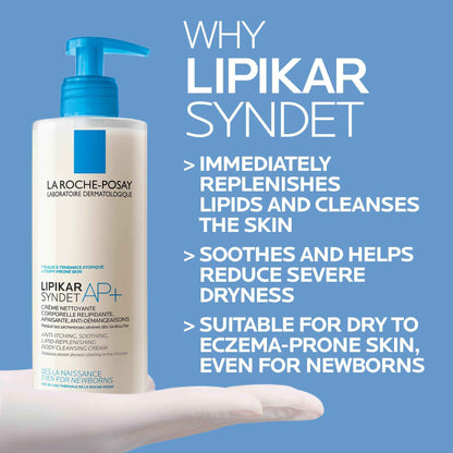 La Roche-Posay Body Wash, Lipikar Syndet AP+ Anti-Itch Body Wash For Eczema-prone Skin with Shea Butter & Niacinamide, Fragrance Free, Suitable for Sensitive Skin, 400ml 🍁 All In One Marketplace Canada