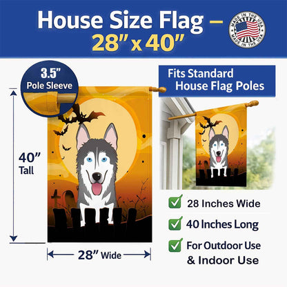 Caroline's Treasures BB1776CHF Halloween Alaskan Malamute Canvas House Size Flag, Multicolor, Large