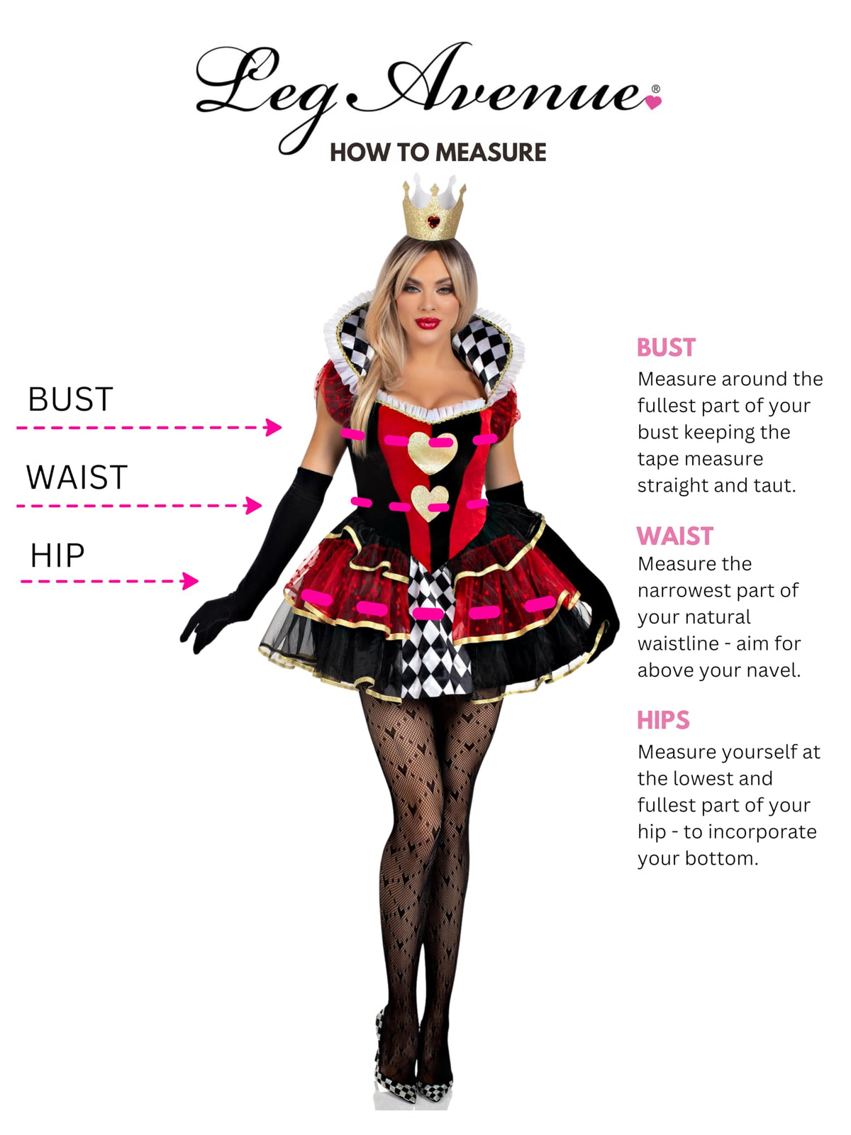 Leg Avenue Womens 2 Pc Queen of Hearts Halloween Costume for Women, Multicolor, Large
