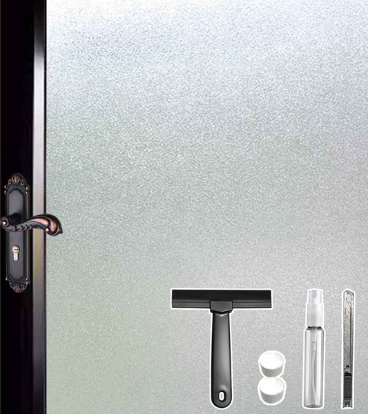 DUOFIRE Privacy Window Film Frosted Glass Film Static Cling Glass Film No Glue Anti-UV Window Sticker Non Adhesive for Privacy Office Meeting Room Bathroom Living Room, Pure Frosted 44.3 x 200cm 🍁 All In One Marketplace Canada