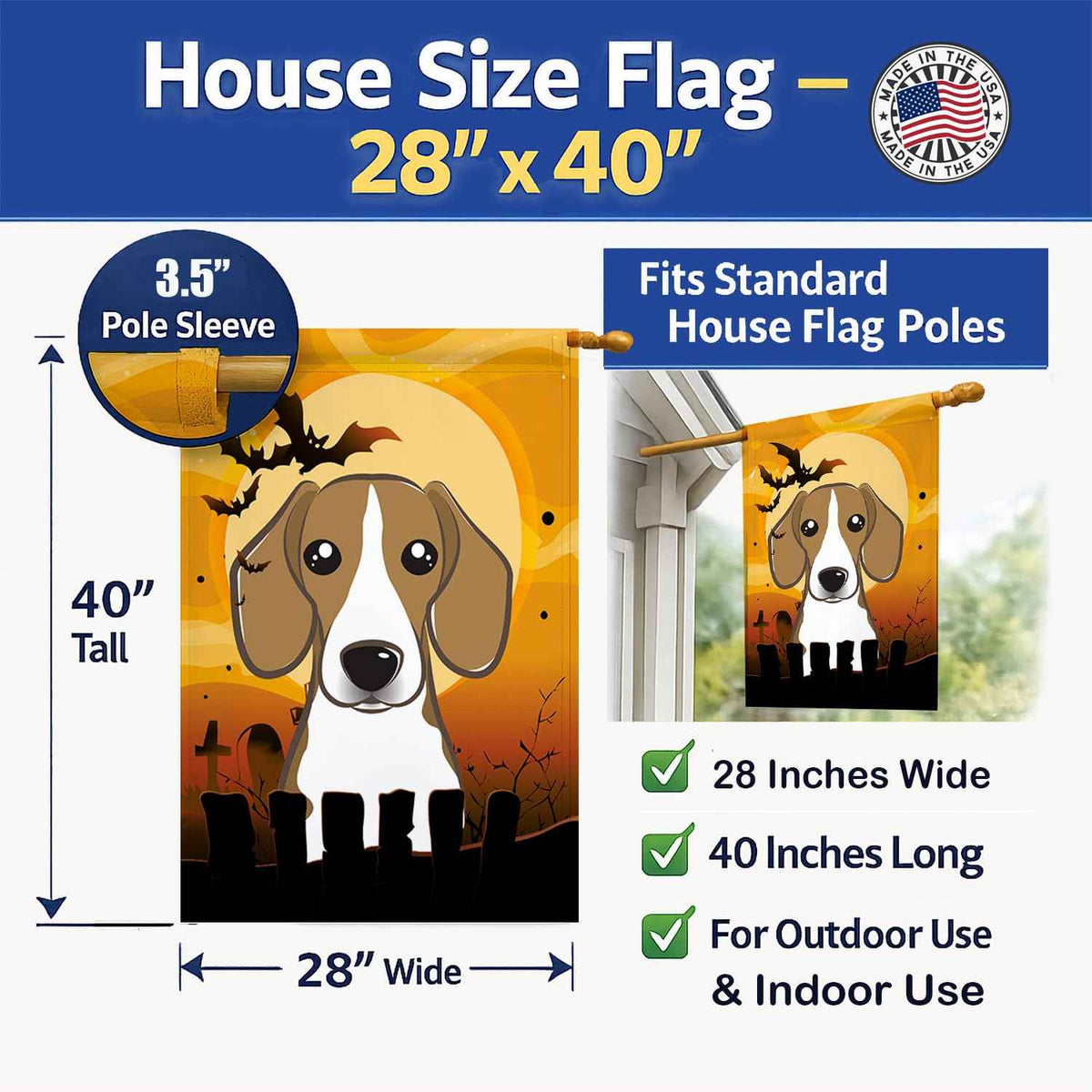 Caroline's Treasures BB1797CHF Halloween Beagle Canvas House Size Flag, Multicolor, Large