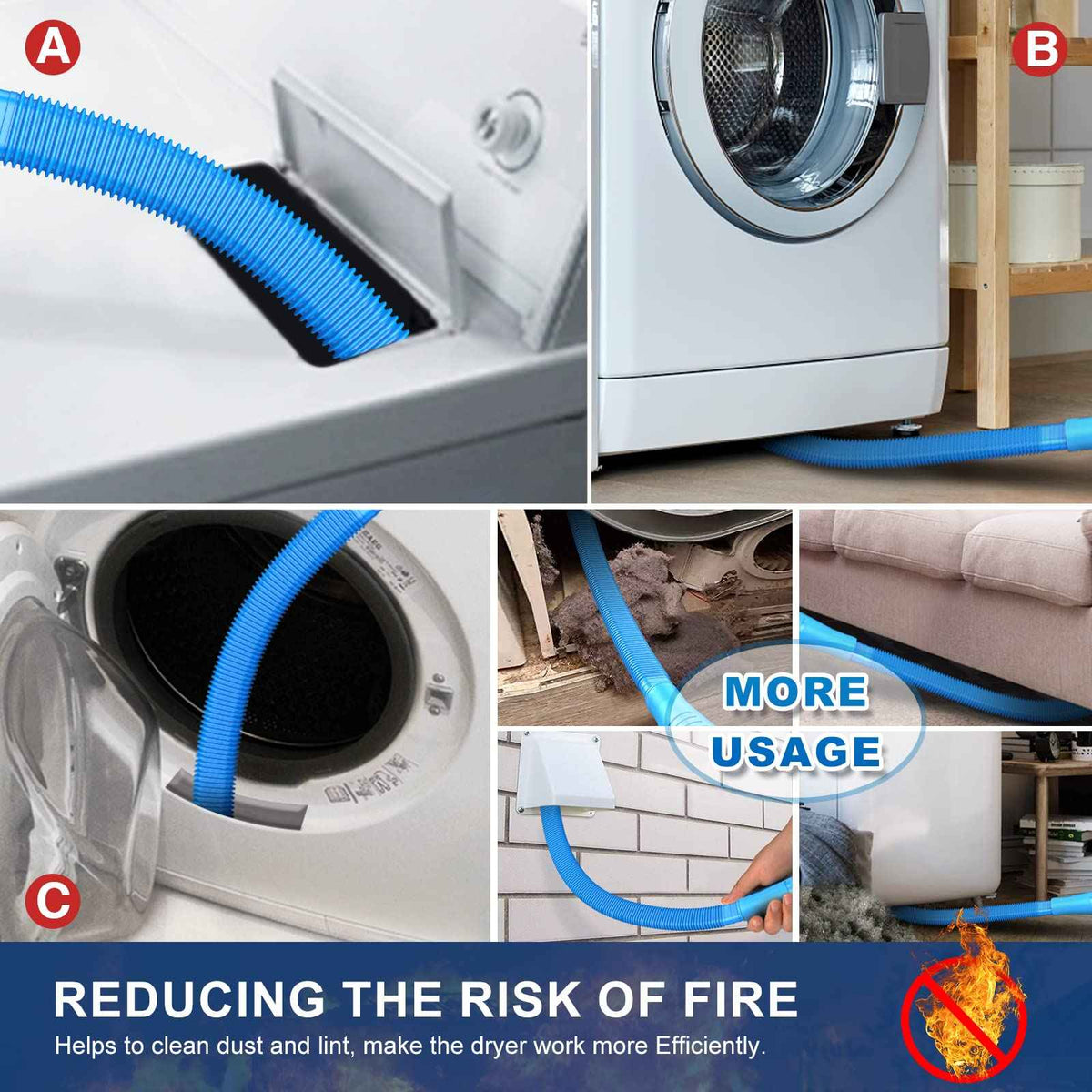 Sealegend 2 Pieces Dryer Vent Cleaning Kit, Flexible Lint Vacuum Hose Attachment and Lint Brush Lint Remover Power Washer, Blue 🍁 All In One Marketplace Canada