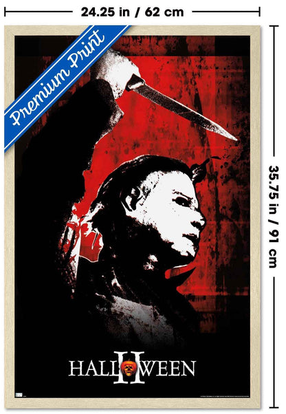 Halloween II - Red Wall Poster, 34L" x 22.4W", Blonde Framed Version