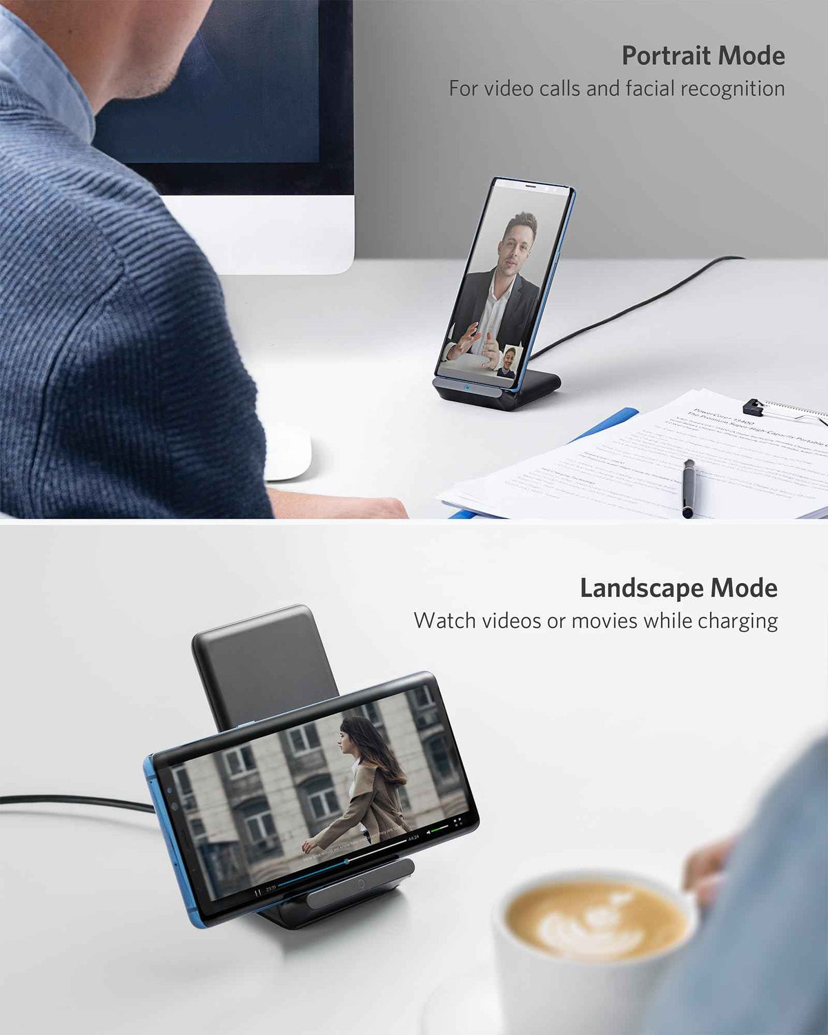 Anker 313 Wireless Charger (Stand), Qi-Certified for iPhone 15/14 / 13/12 / 11 / X / 8, 10W Max for Galaxy S23 / S22 / S21, Micro-USB (9V / 2A Adapter Required, Not Included) 🍁 All In One Marketplace Canada