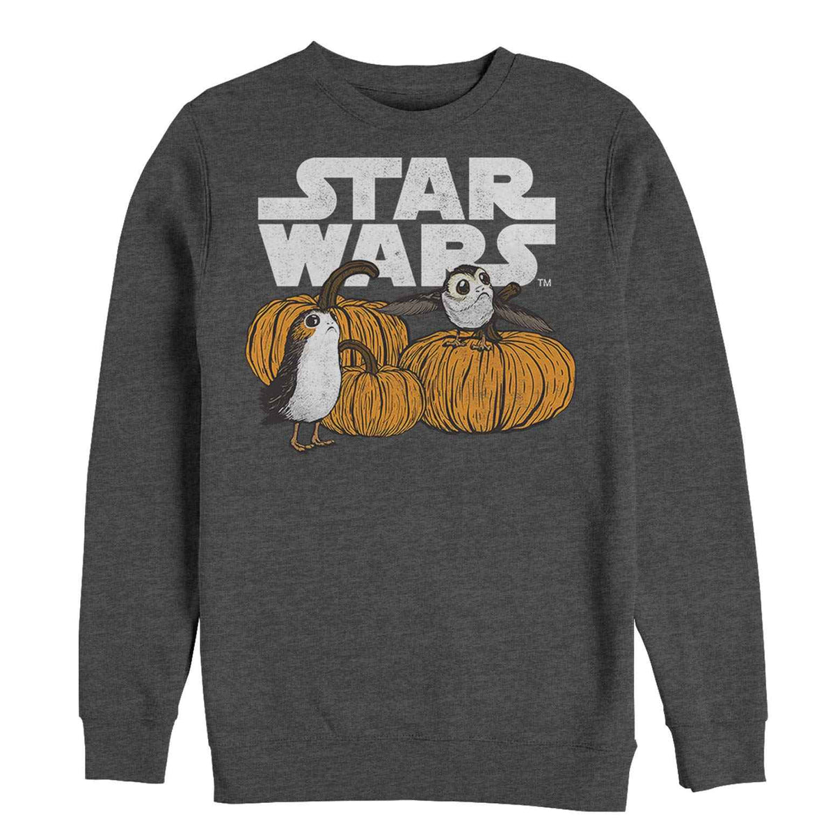 STAR WARS Men's The Last Jedi Happy Halloween PORG Logo Sweatshirt, Charcoal Heather, Medium