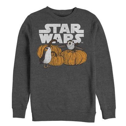 STAR WARS Men's The Last Jedi Happy Halloween PORG Logo Sweatshirt, Charcoal Heather, Medium