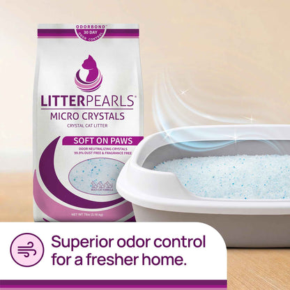 Litter Pearls Micro Crystals Unscented Non-Clumping Crystal Cat Litter with Odorbond, 7 lb, White, Clear and Blue Crystals (LPMC7) 🍁 All In One Marketplace Canada