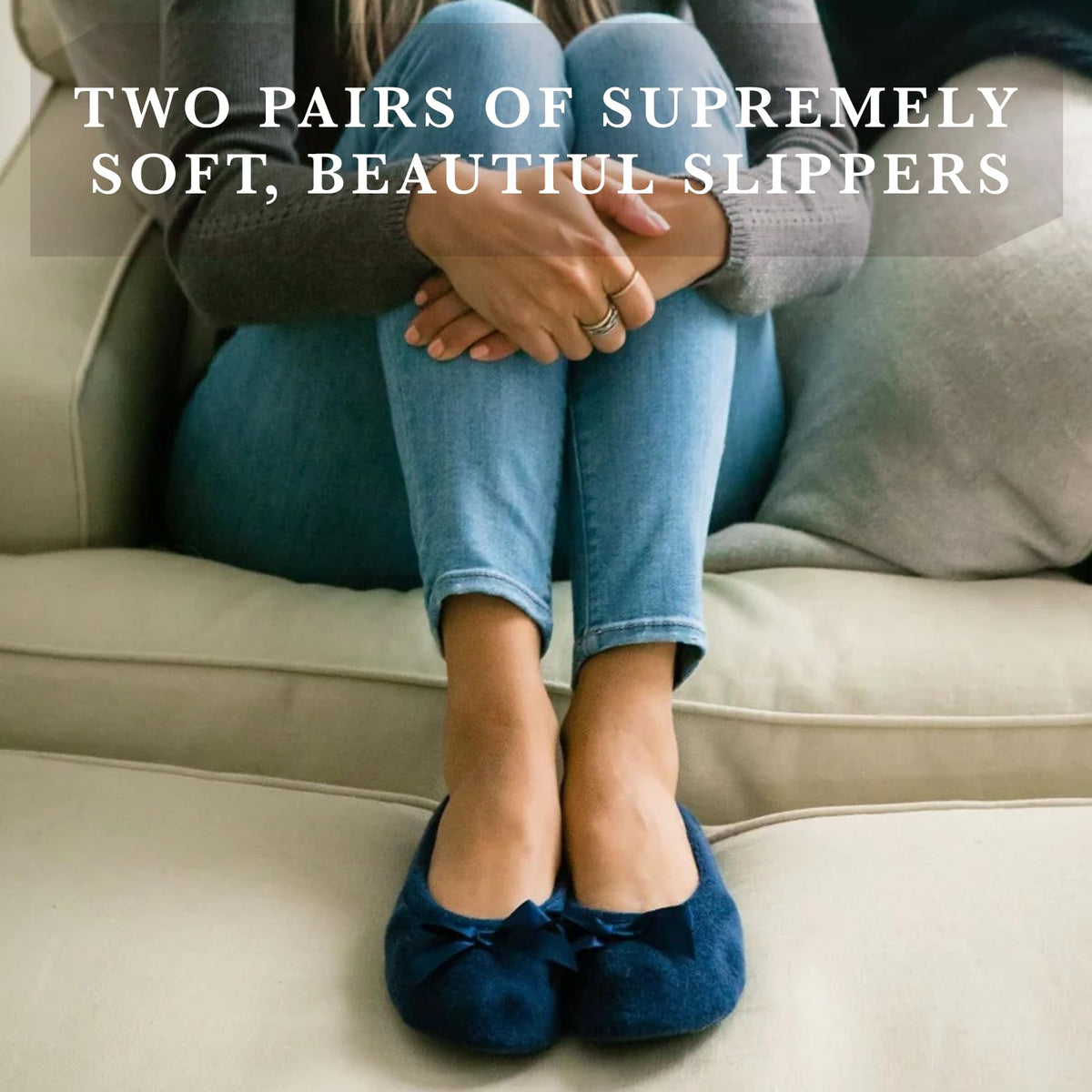 isotoner Women's 2 Pack Ballerina Slipper Quilted and Solid Ballet Flat, Periwinkle Quilted, Ash Solid, 8-9 🍁 All In One Marketplace Canada
