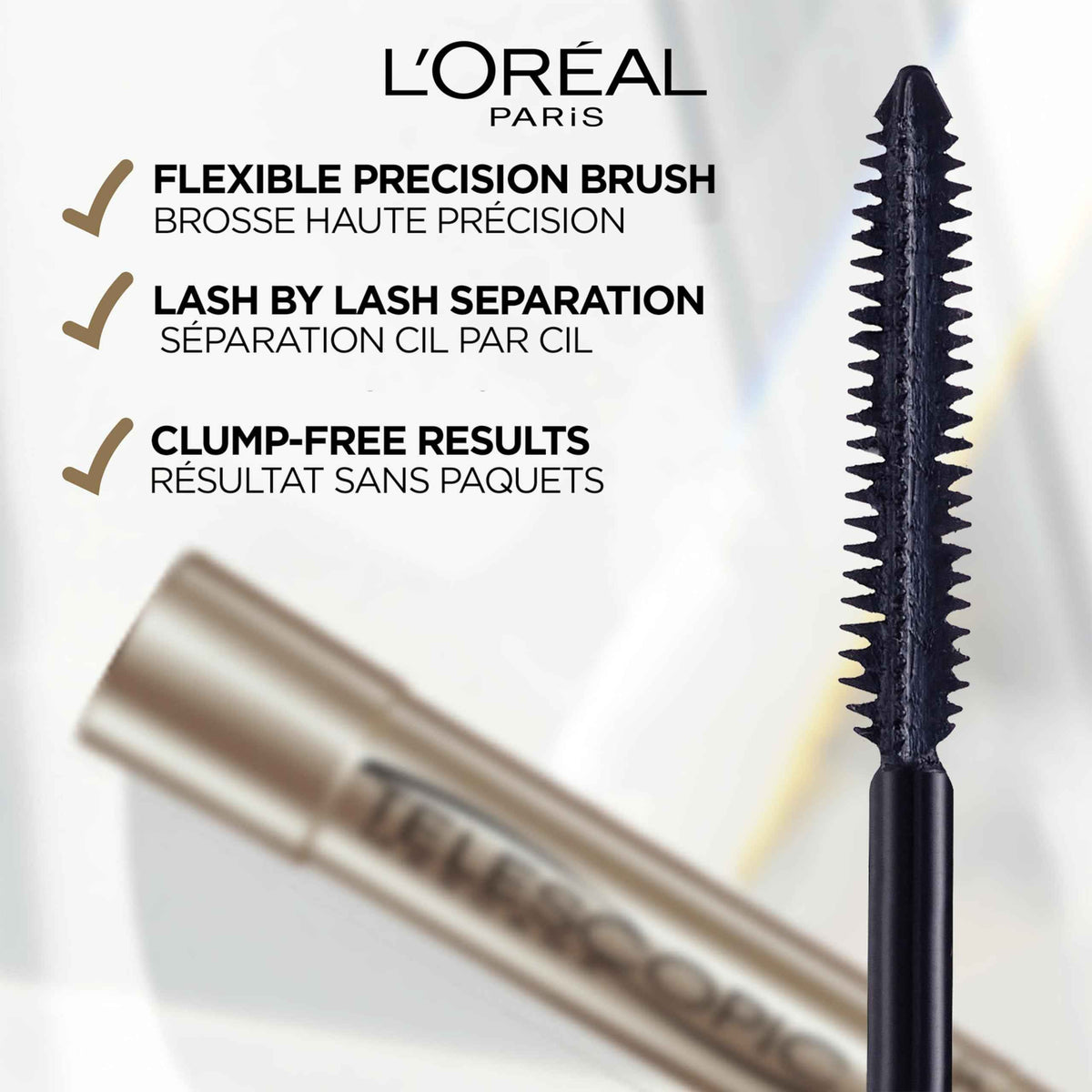 L’Oréal Paris Telescopic Mascara, Eyelash Lengthening Mascara, Unique Non-Clumping Formula Delivering Intense Length For Sensitive Eyes, Black, 8 ml 🍁 All In One Marketplace Canada