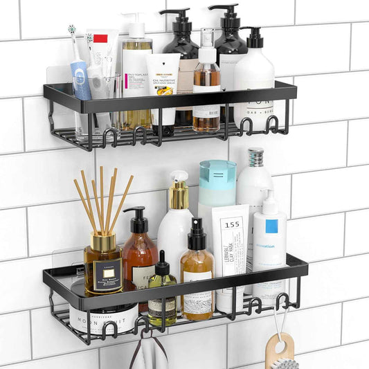 Moforoco Shower Caddy Shelf Organizer Rack, Self Adhesive Black Bathroom Shelves Basket, Home Farmhouse Wall Inside Organization and Storage Decor Rv Accessories, First Camper Apartment Essentials 🍁 All In One Marketplace Canada