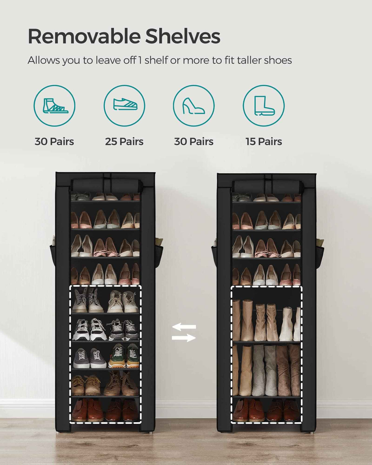 SONGMICS 10-Tier Shoe Rack, Shoe Storage Organizer Cabinet, Black URXJ10H01 🍁 All In One Marketplace Canada