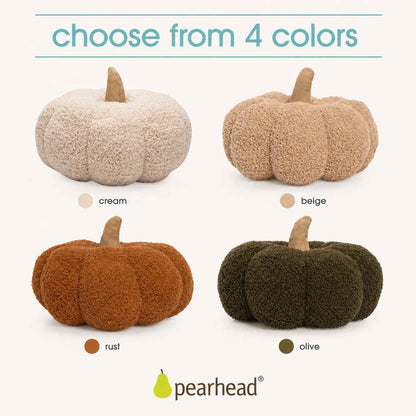 Pearhead Beige Sherpa Pumpkin, Plush Stuffed Halloween Home Decorations, Modern Fall Home Decor, Beige
