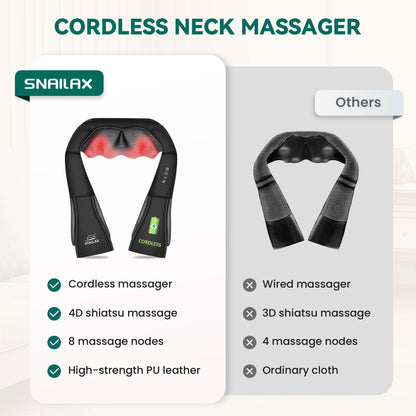 Snailax Cordless Shiatsu Neck Massager, Kneading Shoulder Massage with Heat 🍁 All In One Marketplace Canada