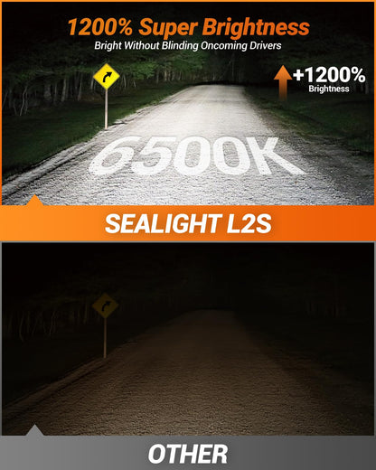 SEALIGHT 2026 Brightest H11/H8/H9/H16 LED Headlight Bulbs, 80000LM 1200% Brighter, 6500K Cool White, 1:1 Halogen Size Wireless, 3 Min Plug and Play Halogen Replacement Conversion Kit, Pack of 2 🍁 All In One Marketplace Canada
