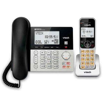 VTech DECT 6.0 1-Handset Corded/Cordless Phone for Home with Answering Machine, Call Blocking, Caller ID, Large Backlit Display, Duplex Speakerphone, Intercom, Landline Line-Power: VG208 🍁 All In One Marketplace Canada