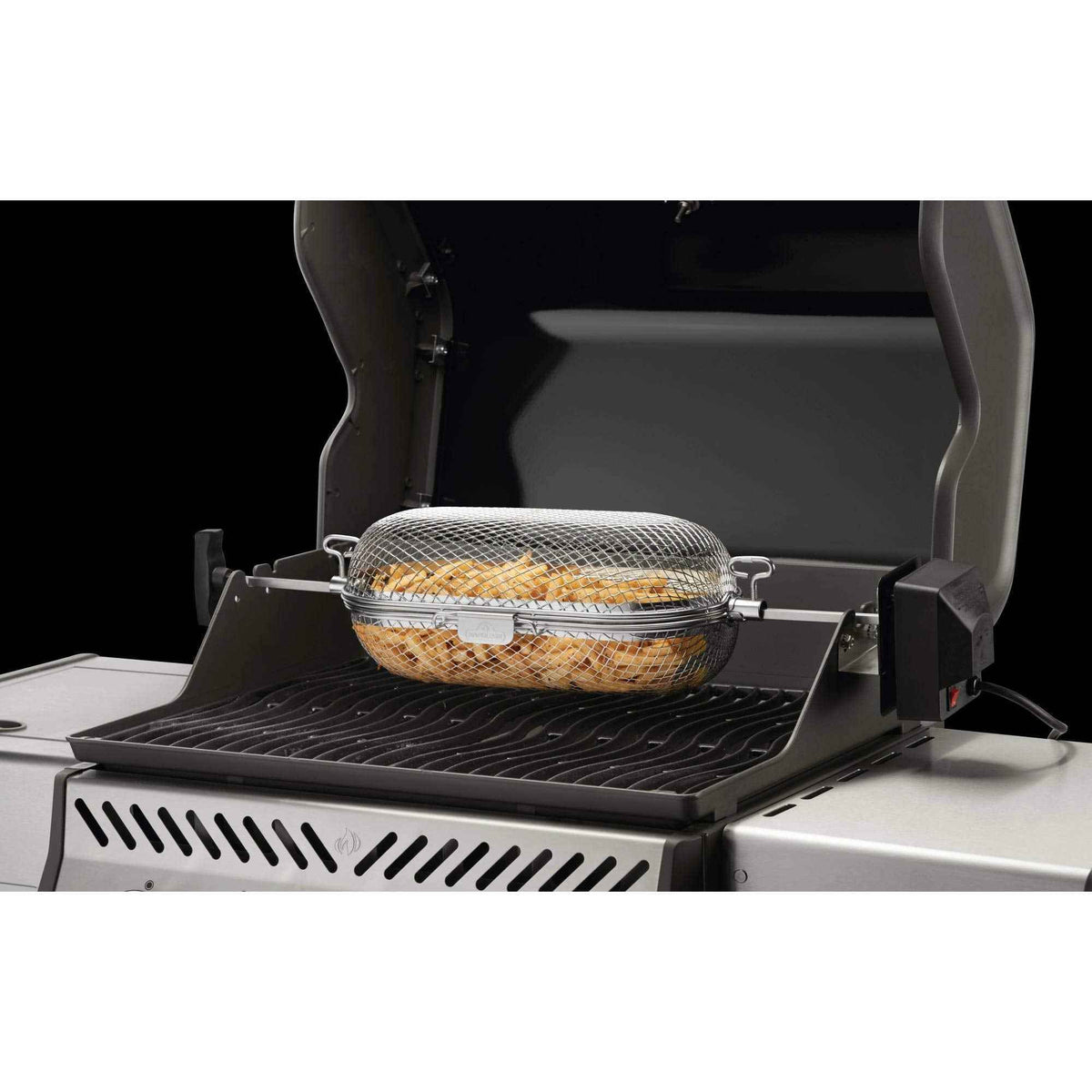 Napoleon Rotisserie Grill Basket Accessory in Stainless Steel - 64000 - Fits All Standard Spit Rods, Best for Even Cooking of Wings, Fries and Roasted Veggies 🍁 All In One Marketplace Canada